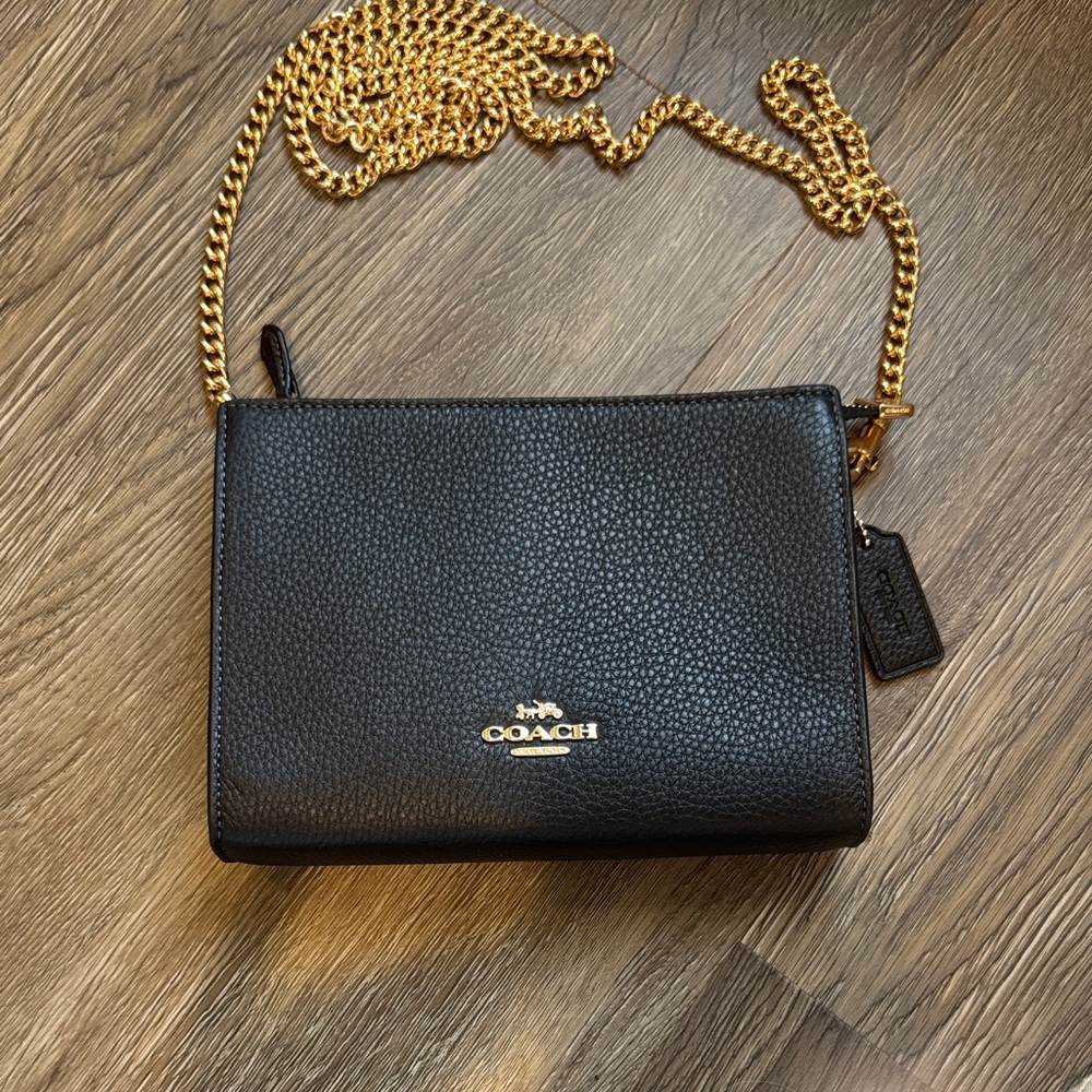 Coach Black Crossbody Bag with Gold Chain